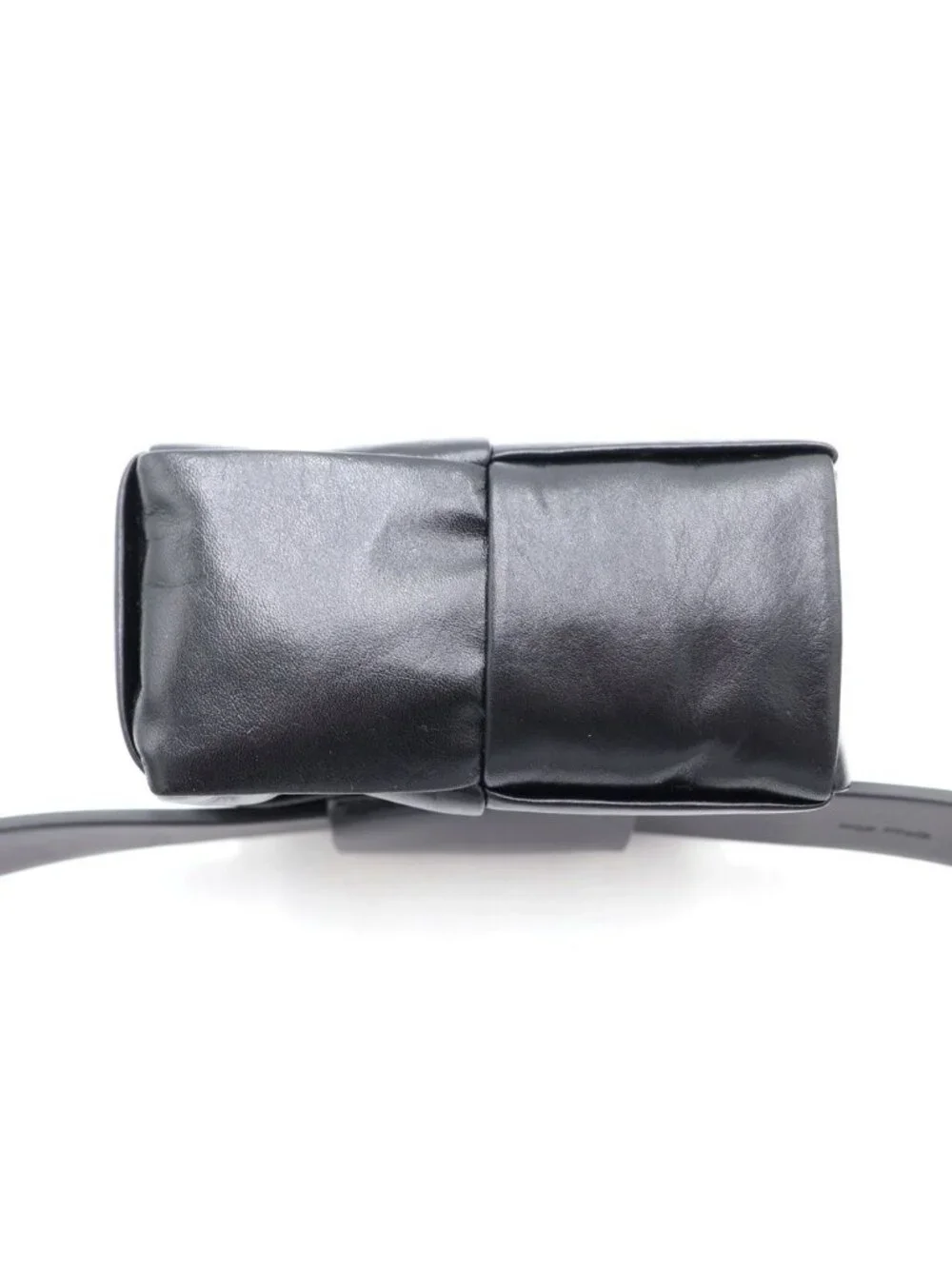 Bottega Veneta Cassette Maxi Intrecciato Belt Waist Back Black Leather